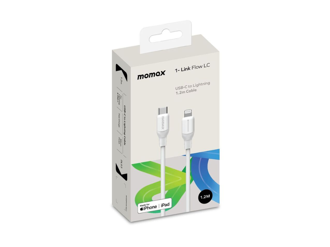 Buy Momax 1-Link Flow 35W USB-C to Lightning Cable 1.2m - White in Qatar Buy Momax 1-Link Flow 35W USB-C to Lightning Cable 1.2m - White in Qatar